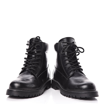 Valentino Garavani Calfskin Hologram Star Print Combat Boots 40 Black 6 of 11