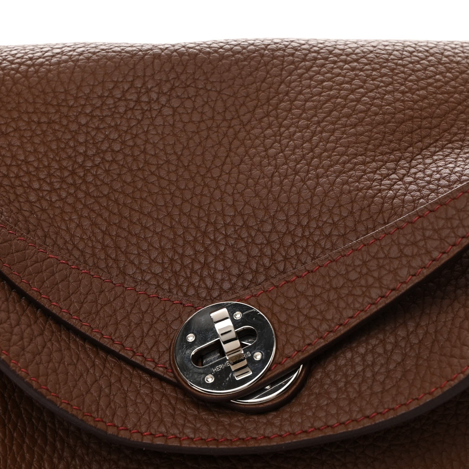Hermes Taurillon Clemence Eclat Lindy 30 Marron D'Inde Rouge H 8 of 10