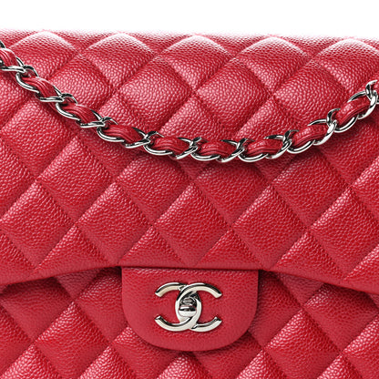 Chanel Caviar Quilted Jumbo Double Flap Red 10 of 10
