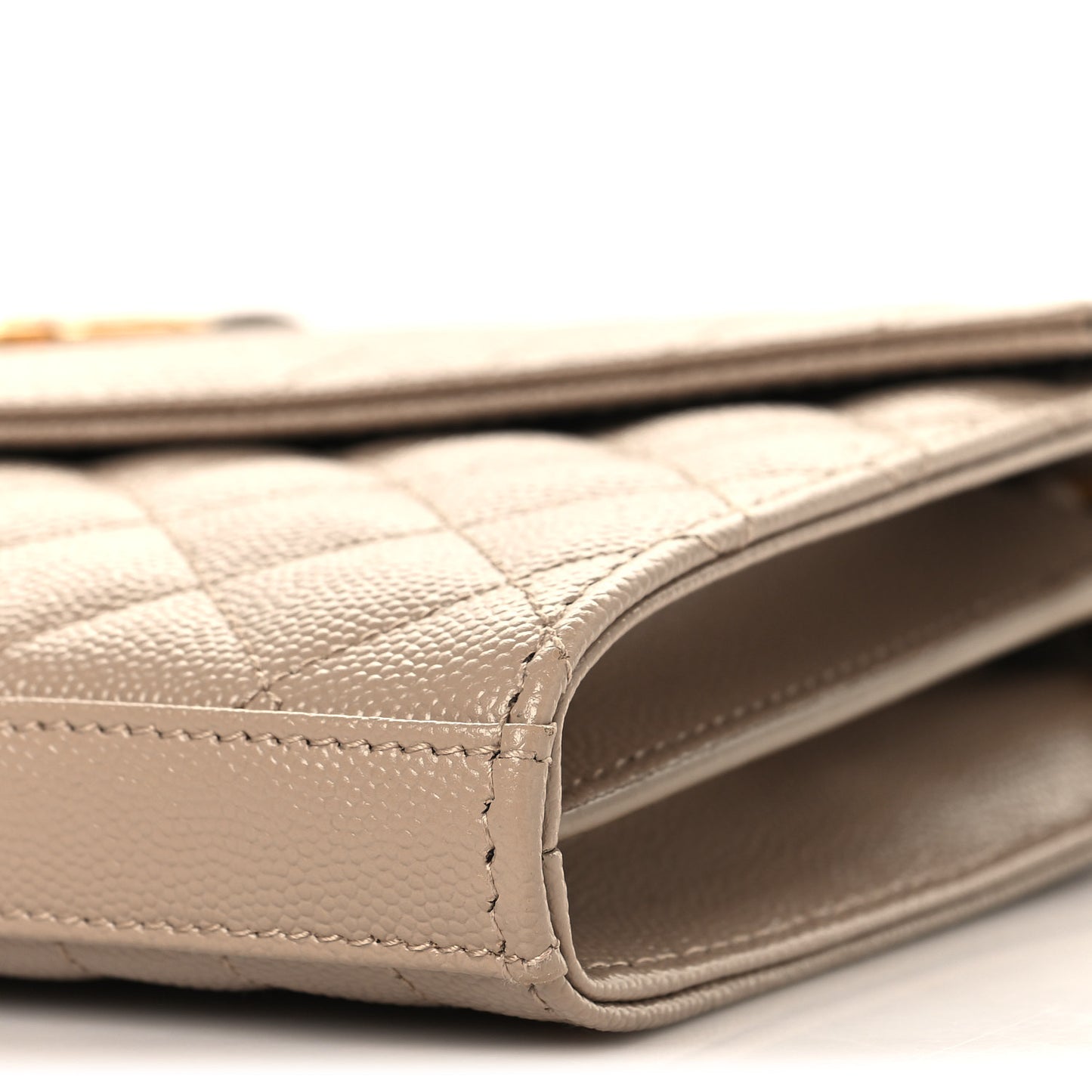 Grain De Poudre Mixed Matelasse Triquilt Monogram Chain Wallet Dark Beige