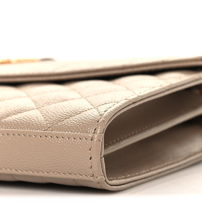 Saint Laurent Grain De Poudre Mixed Matelasse Triquilt Monogram Chain Wallet Dark Beige 10 of 12