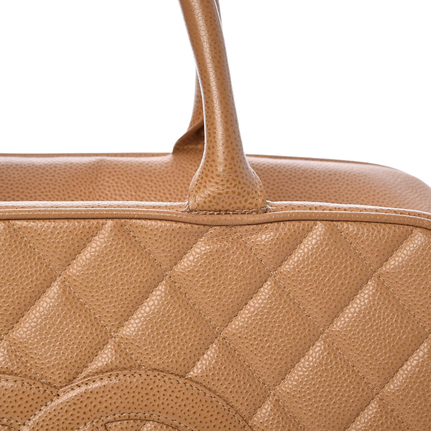 Caviar Quilted Large Bowler Bag Beige