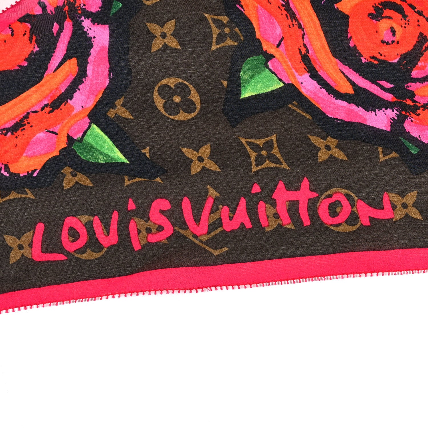 Louis Vuitton Silk Monogram Roses Scarf Marron 4 of 4