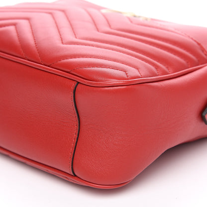 Gucci Calfskin Matelasse Medium GG Marmont Chain Shoulder Bag Hibiscus Red 8 of 11