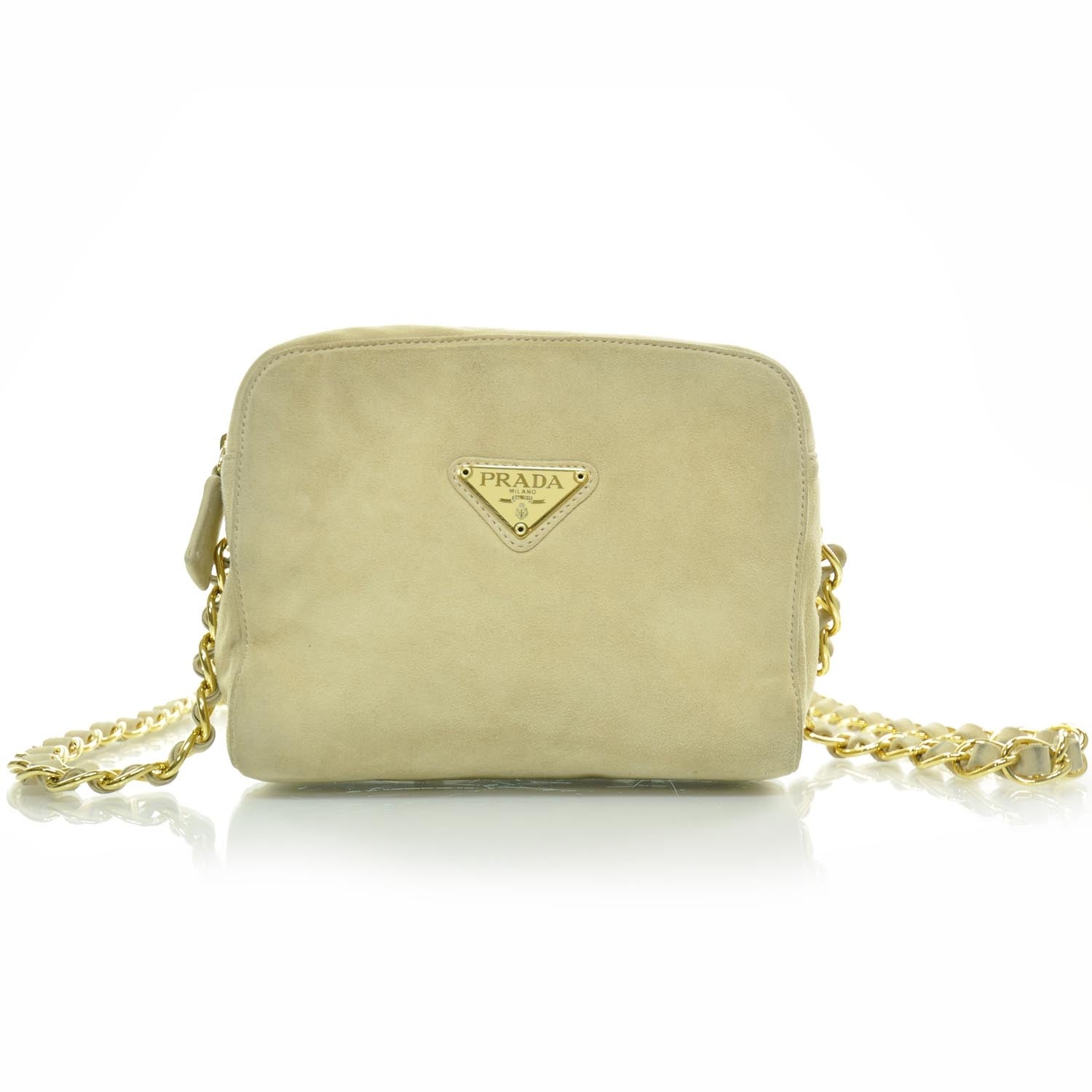 Prada Suede Scamosciato Shoulder Bag Beige 1 of 10