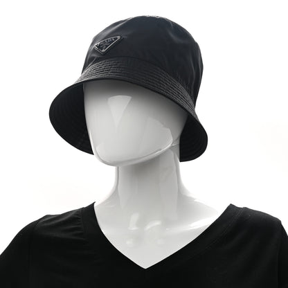 Prada Re-Nylon Metal Triangle Logo Mens Bucket Hat L Black 2 of 8