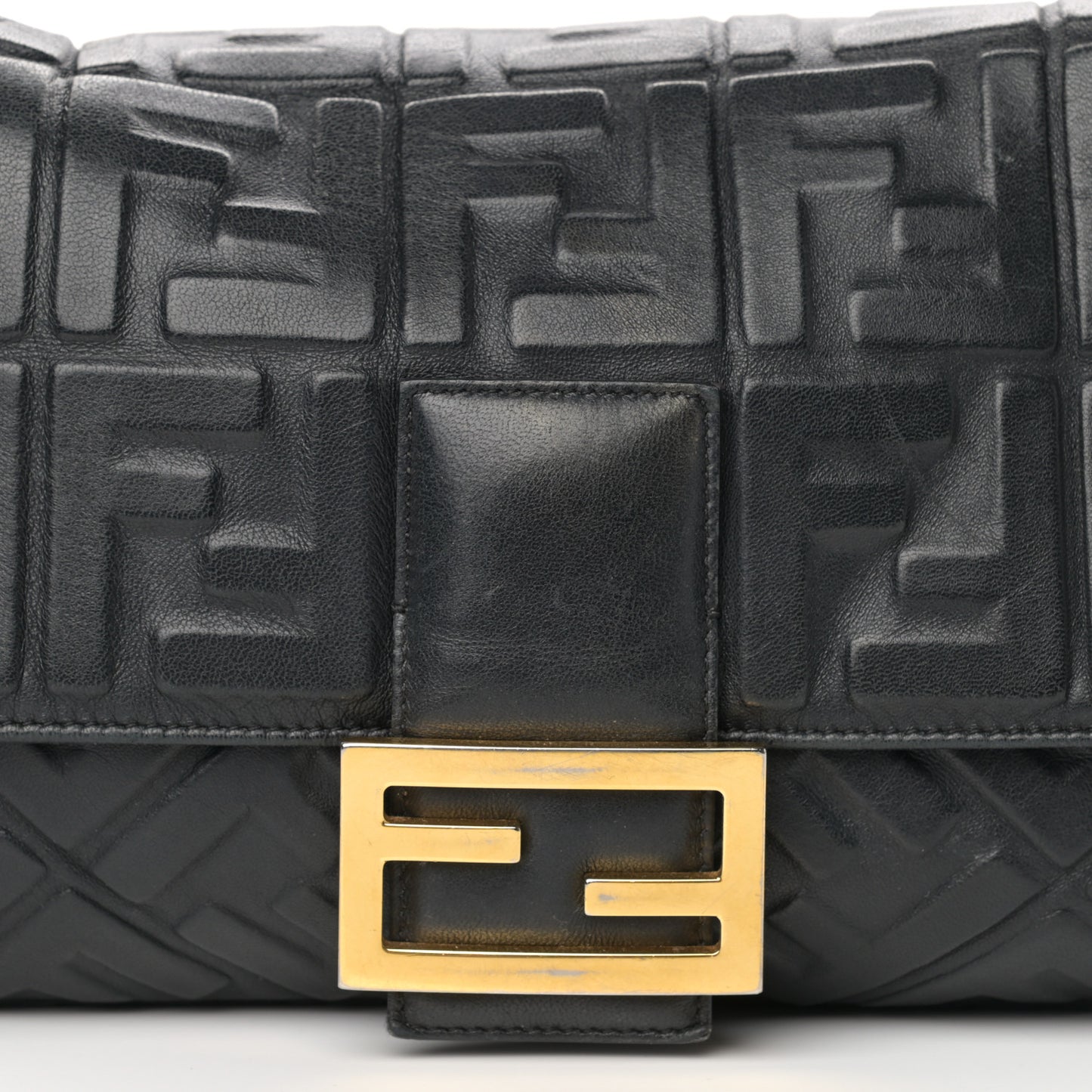 Nappa FF 1974 Embossed Large Baguette Black