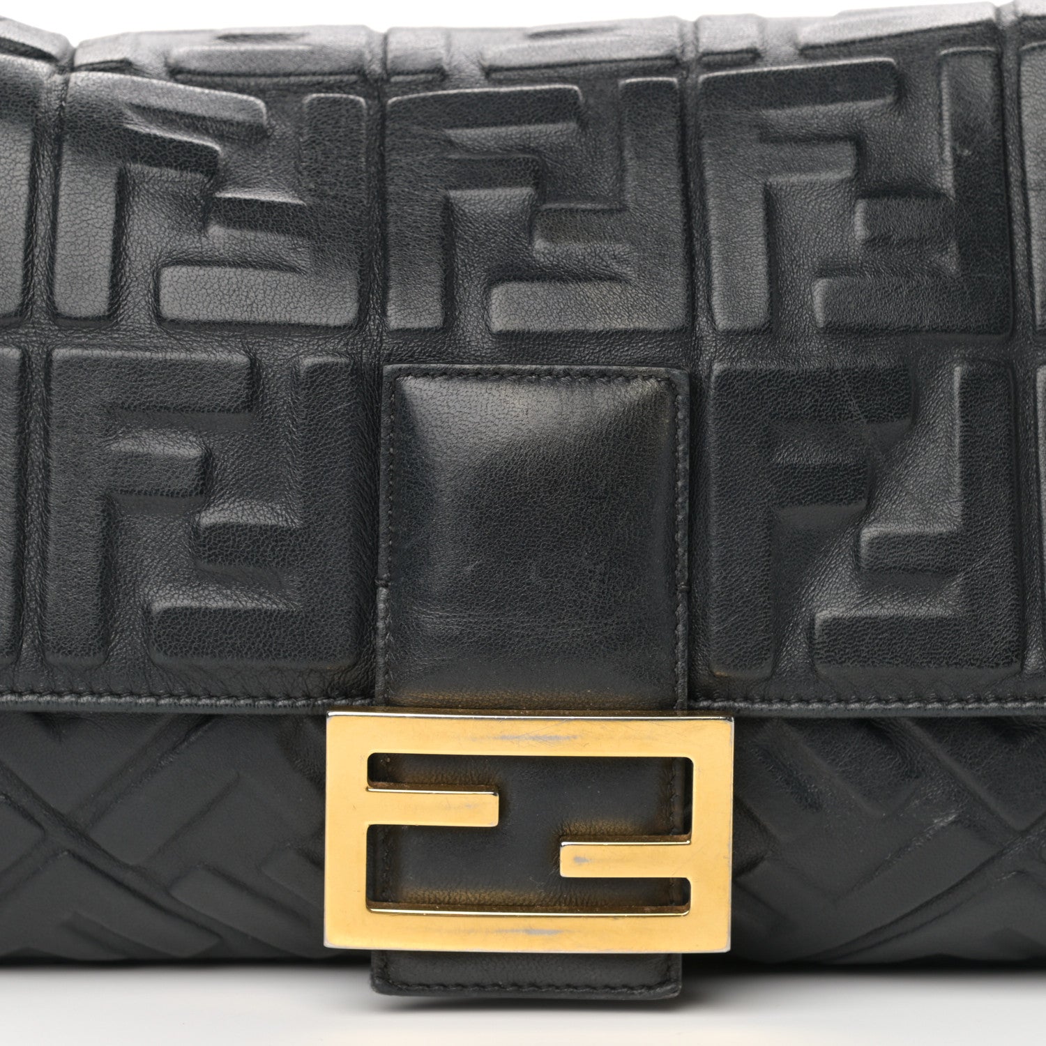 Fendi Nappa FF 1974 Embossed Large Baguette Black 15 of 33