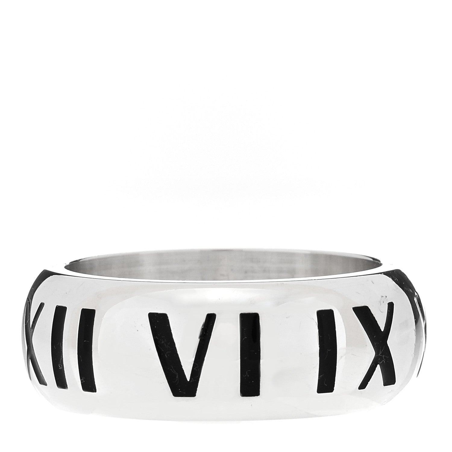 Tiffany Sterling Silver Enamel Atlas Band Ring 56 7.5 Black 1 of 5