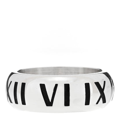 Tiffany Sterling Silver Enamel Atlas Band Ring 56 7.5 Black 1 of 5