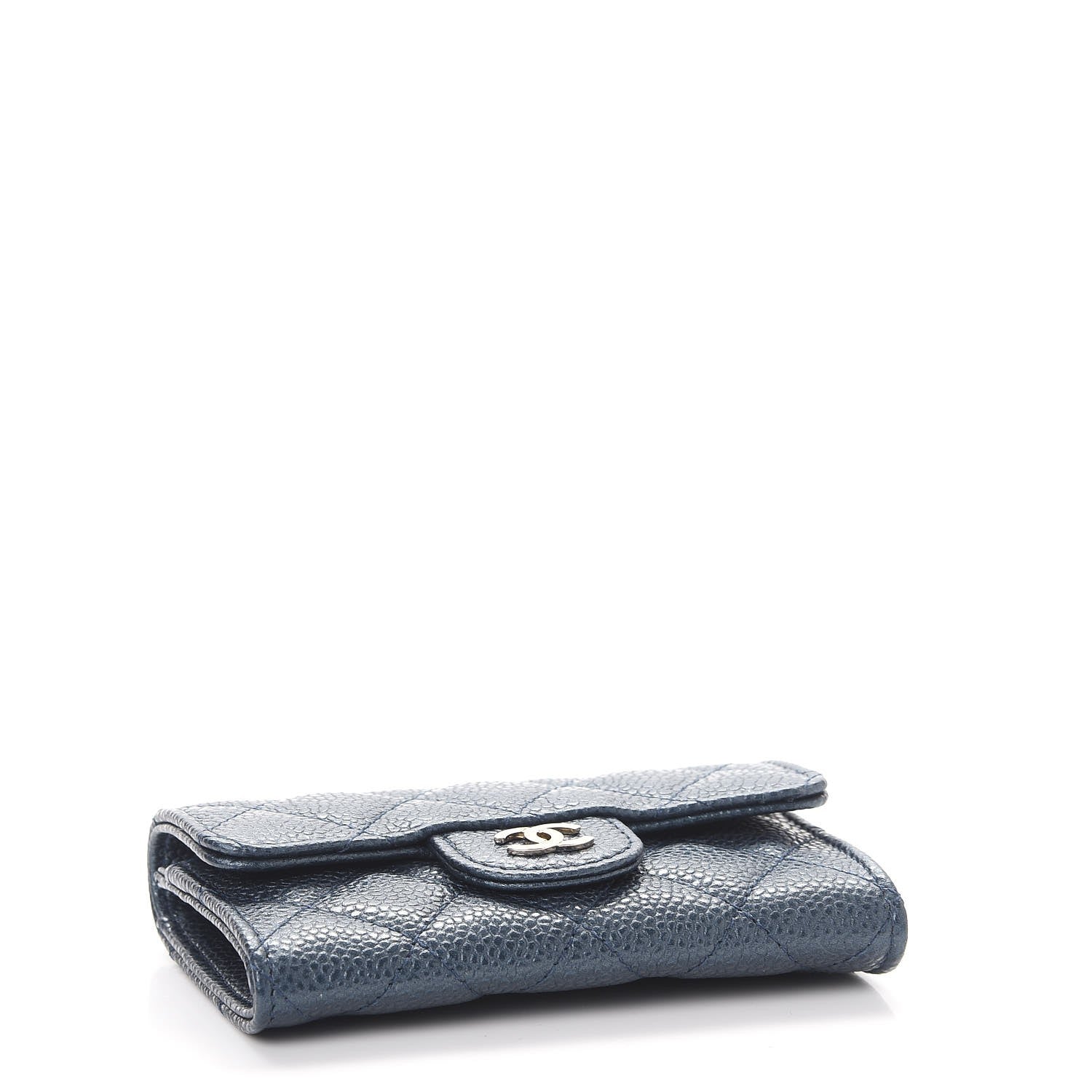 Chanel Caviar Quilted Card Holder Wallet Dark Blue 4 of 9