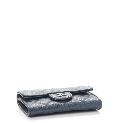 Chanel Caviar Quilted Card Holder Wallet Dark Blue 4 of 9
