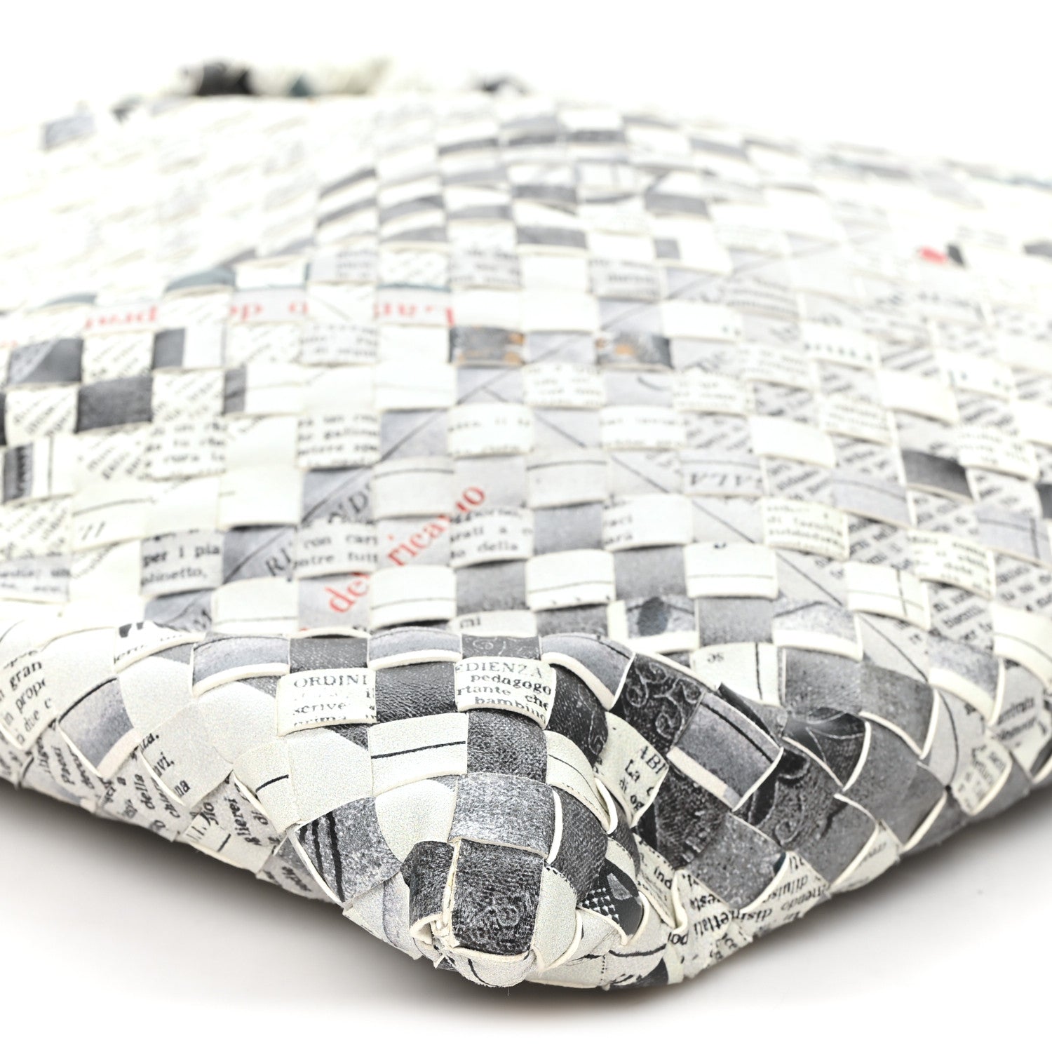 Bottega Veneta Calfskin Intrecciato Newspaper Print Large Hop Grey Black Multicolor 9 of 10