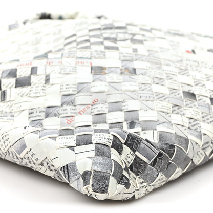 Bottega Veneta Calfskin Intrecciato Newspaper Print Large Hop Grey Black Multicolor 9 of 10