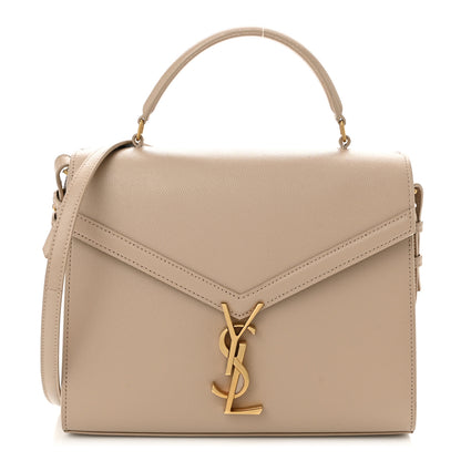 Saint Laurent Grain de Poudre Medium Classic Monogram Cassandra Top Handle Dark Beige 1 of 10