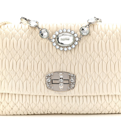 Miu Miu Nappa Matelasse Crystal Flap Clutch White 9 of 11