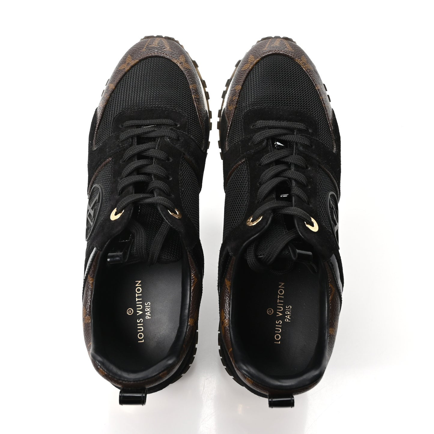 Suede Monogram Run Away Sneakers 38.5 Black