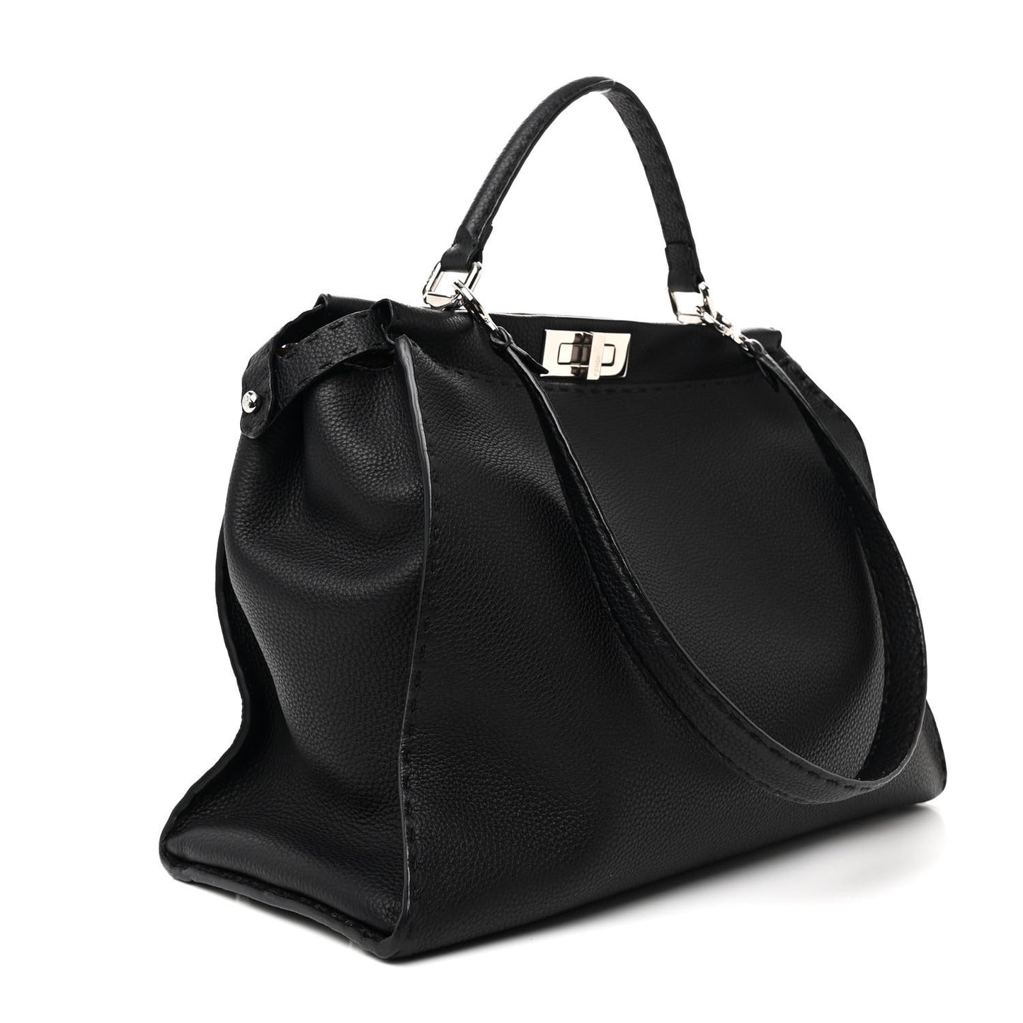Cuoio Romano Selleria Bi-Color Large Peekaboo Iconic Satchel Black Mou