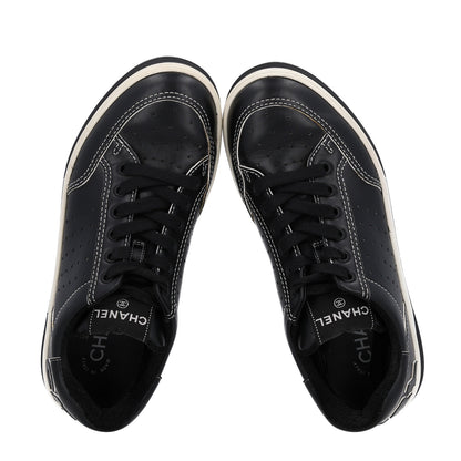 Chanel Calfskin Womens Logo Sneakers 38 Black White 2 of 11