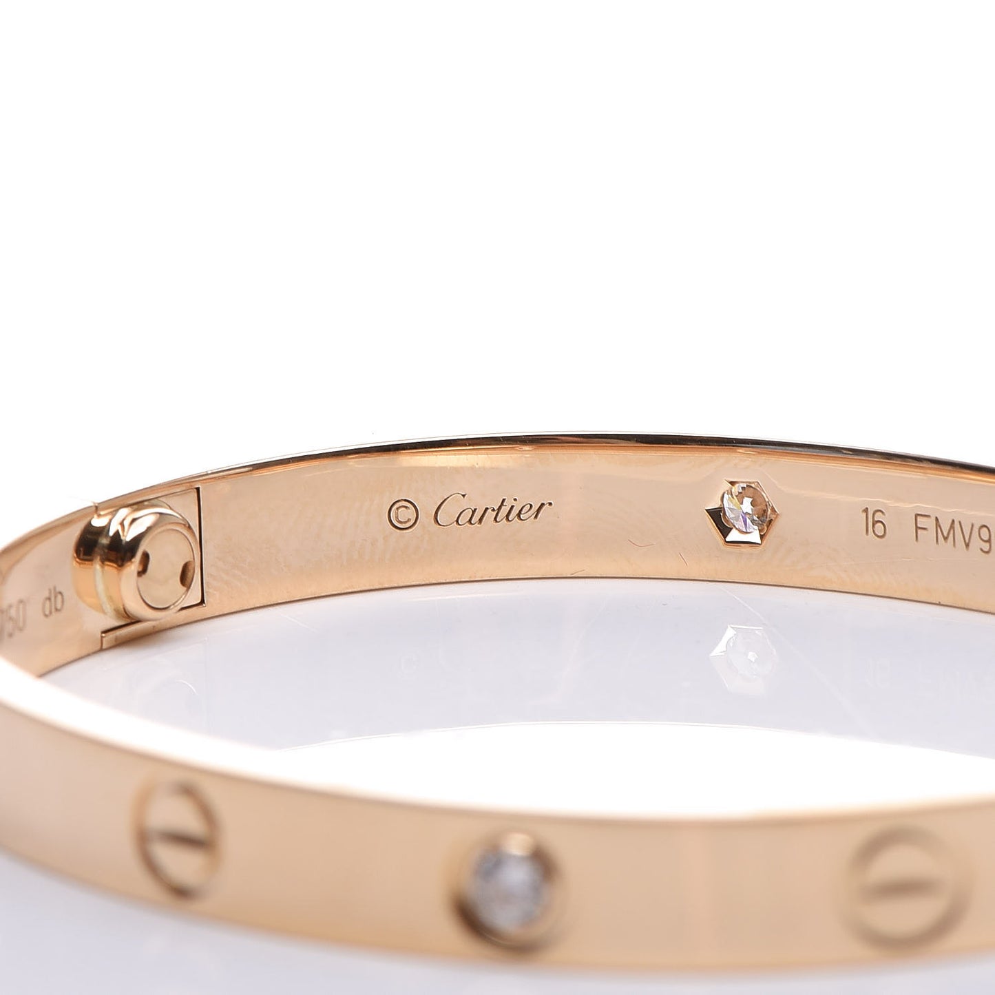 18K Yellow Gold 4 Diamond LOVE Bracelet 16