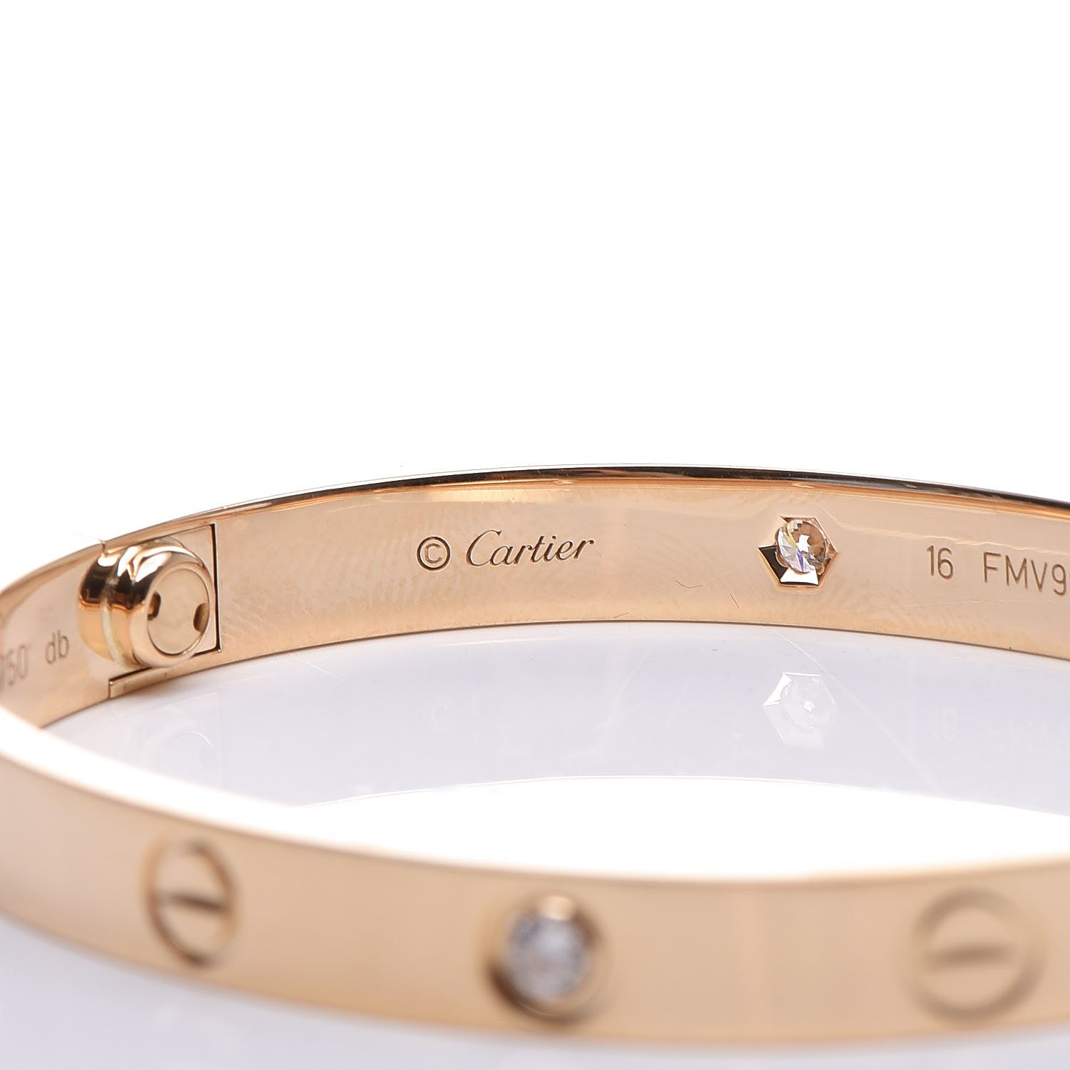 Cartier 18K Yellow Gold 4 Diamond LOVE Bracelet 16 5 of 6