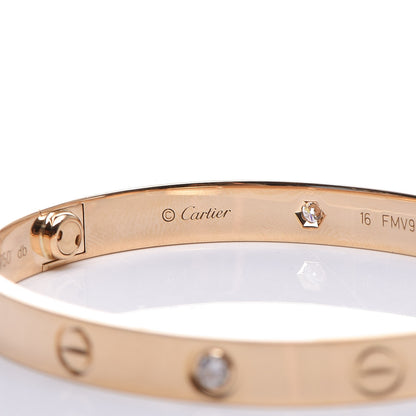 Cartier 18K Yellow Gold 4 Diamond LOVE Bracelet 16 5 of 6