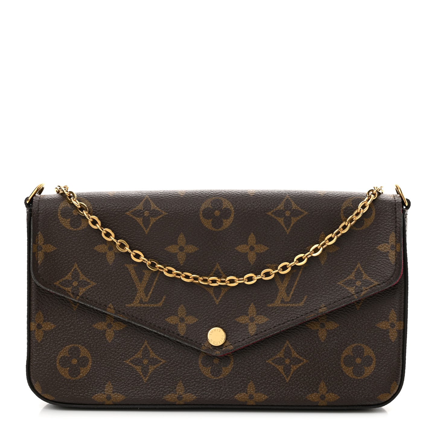 Monogram Pochette Felicie Chain Wallet Fuchsia