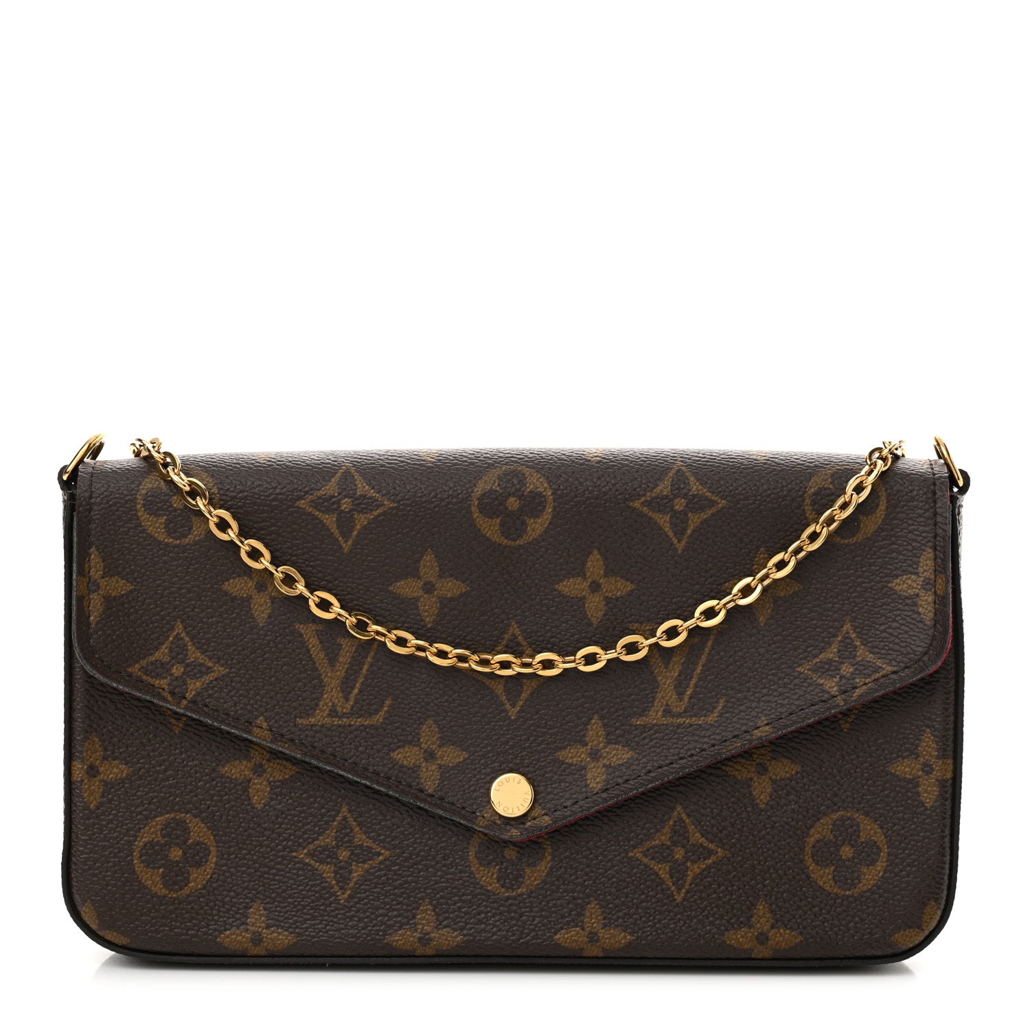 Louis Vuitton Monogram Pochette Felicie Chain Wallet Fuchsia 1 of 12