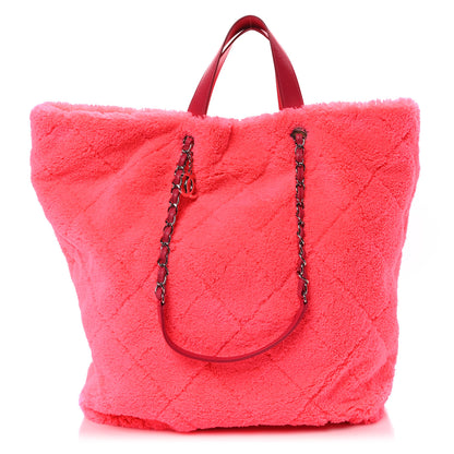 Chanel Terry Cloth Quilted Coco Beach Large Shopping Tote Pink 1 of 10