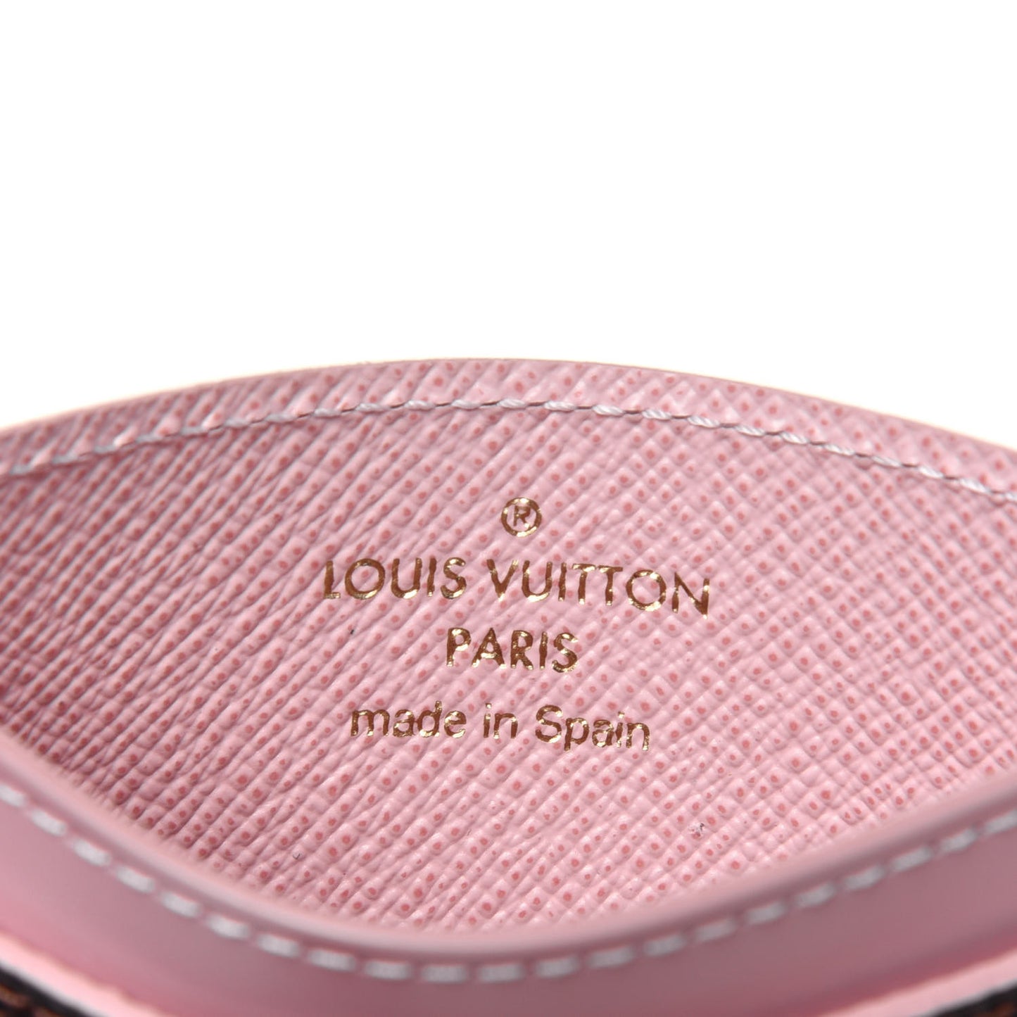 Damier Ebene Studded Card Holder Rose Ballerine