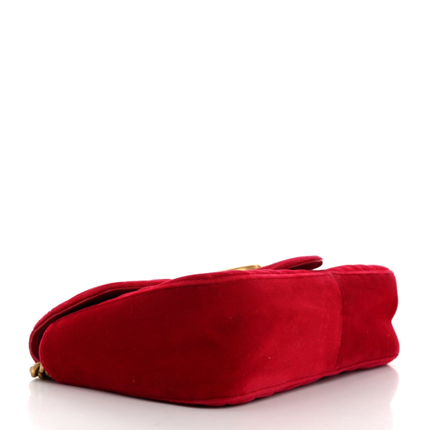 Gucci Velvet Matelasse Small GG Marmont Shoulder Bag Hibiscus Red 4 of 11