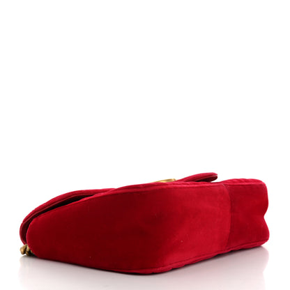 Gucci Velvet Matelasse Small GG Marmont Shoulder Bag Hibiscus Red 4 of 11