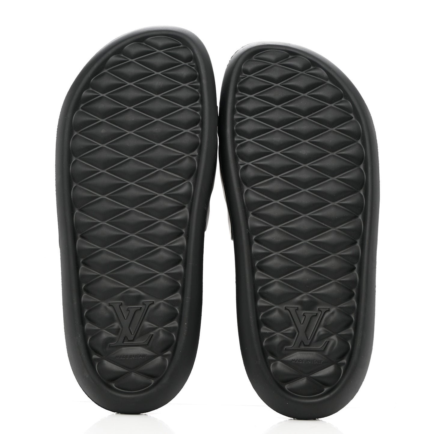Rubber Embossed Monogram Mens Waterfront Mules 9 Black