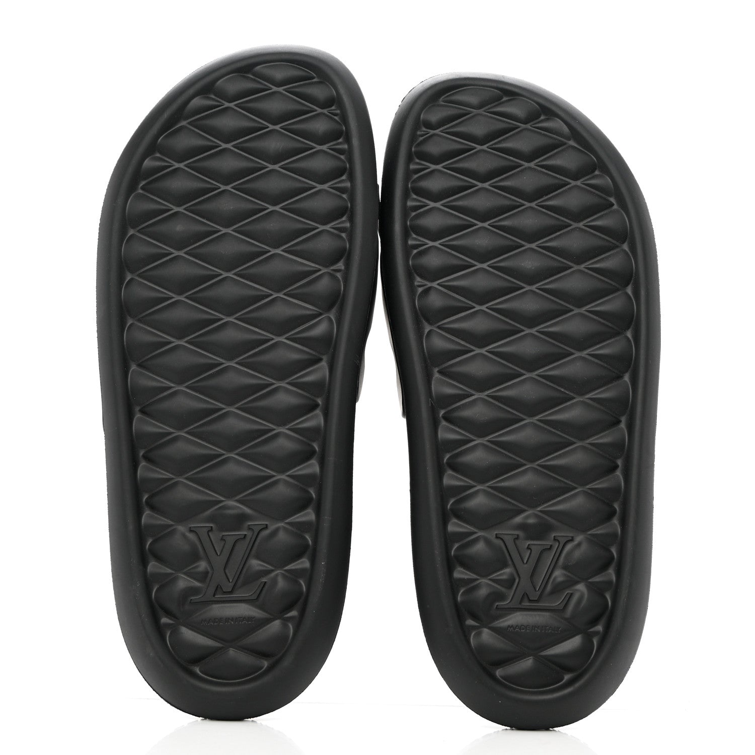 Louis Vuitton Rubber Embossed Monogram Mens Waterfront Mules 9 Black 5 of 9