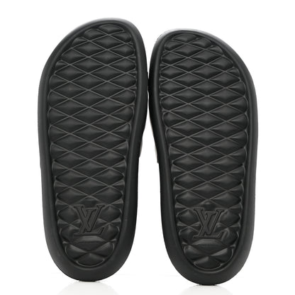 Louis Vuitton Rubber Embossed Monogram Mens Waterfront Mules 9 Black 5 of 9