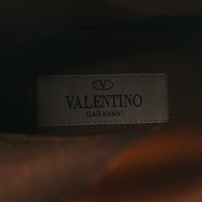 Valentino Garavani Pebbled Calfskin Rockstud Double Buckle 70mm Block Heel Ankle Boots 39.5 Fondant 8 of 8