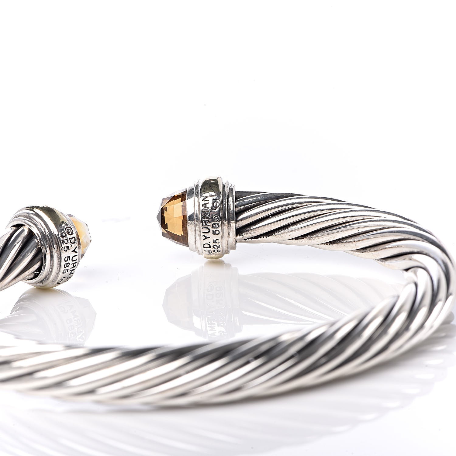 David Yurman Sterling Silver 14K Yellow Gold Citrine 7mm Cable Classics Bracelet 4 of 5