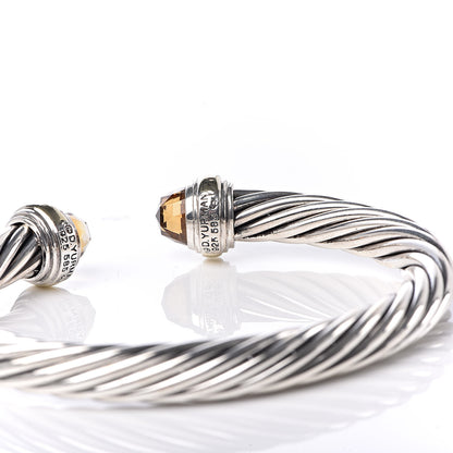 David Yurman Sterling Silver 14K Yellow Gold Citrine 7mm Cable Classics Bracelet 4 of 5
