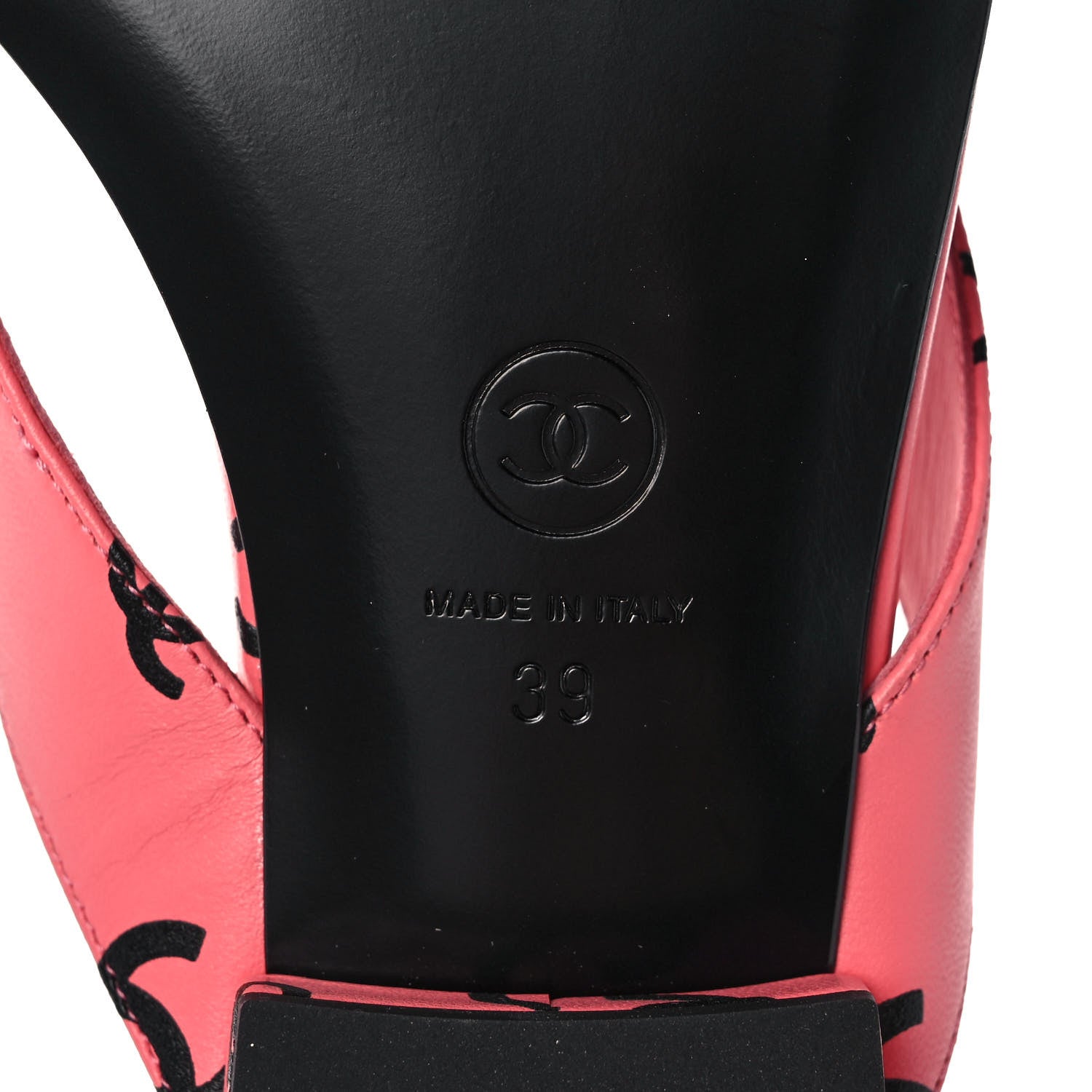Chanel Lambskin Printed CC Thong Sandals 39 Pink Black 6 of 9