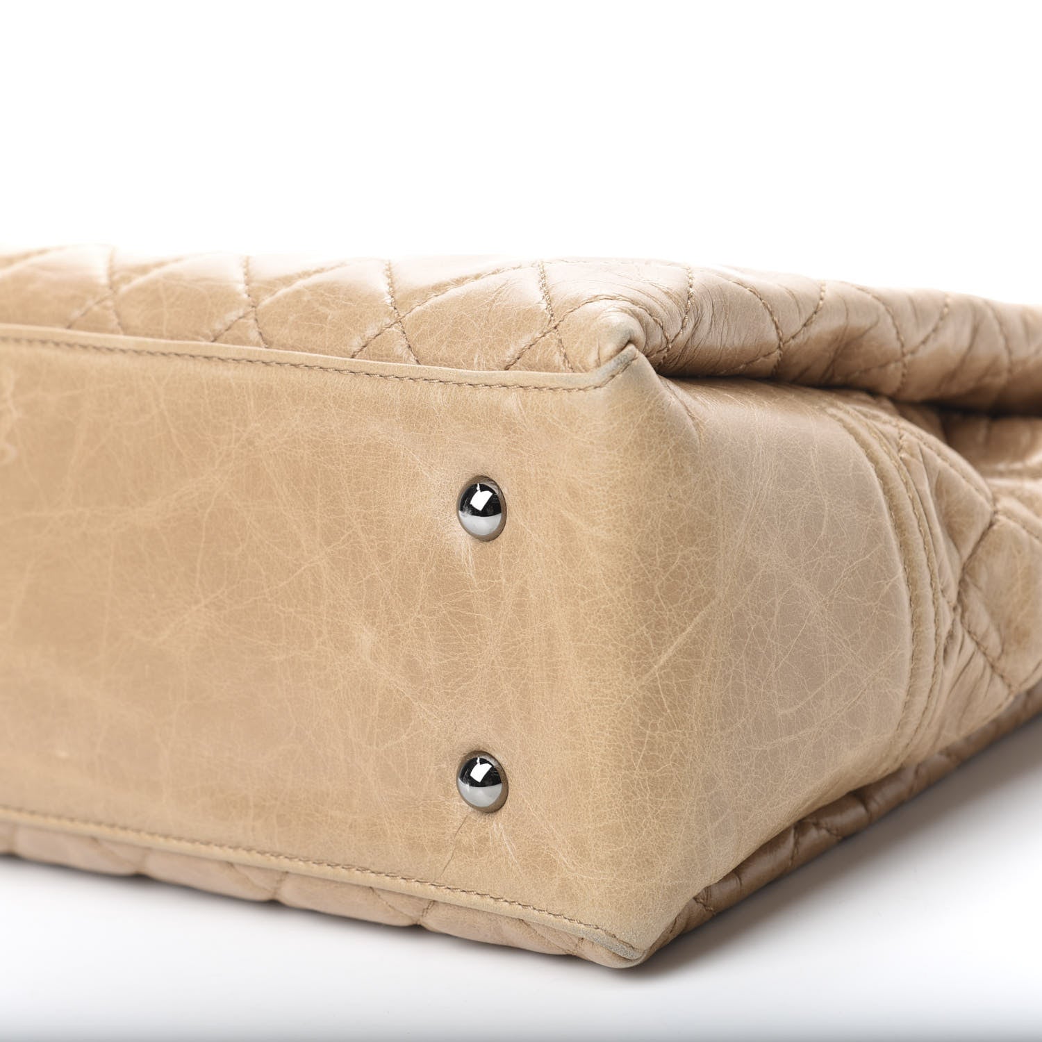Chanel Glazed Calfskin Quilted Shopping Tote Beige 7 of 11