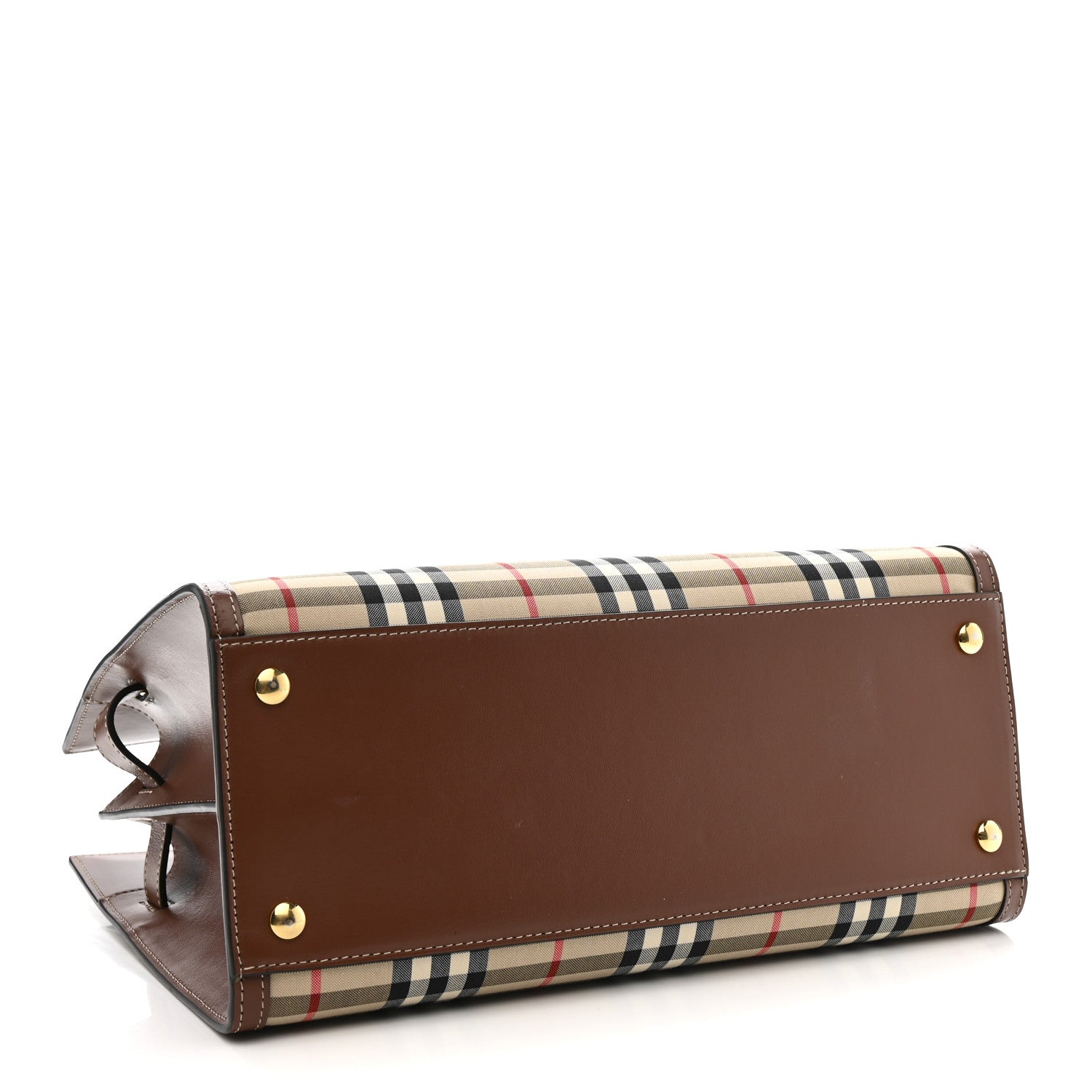 Burberry Calfskin Vintage Check Two Handle Title Bag  Archive Beige 4 of 12