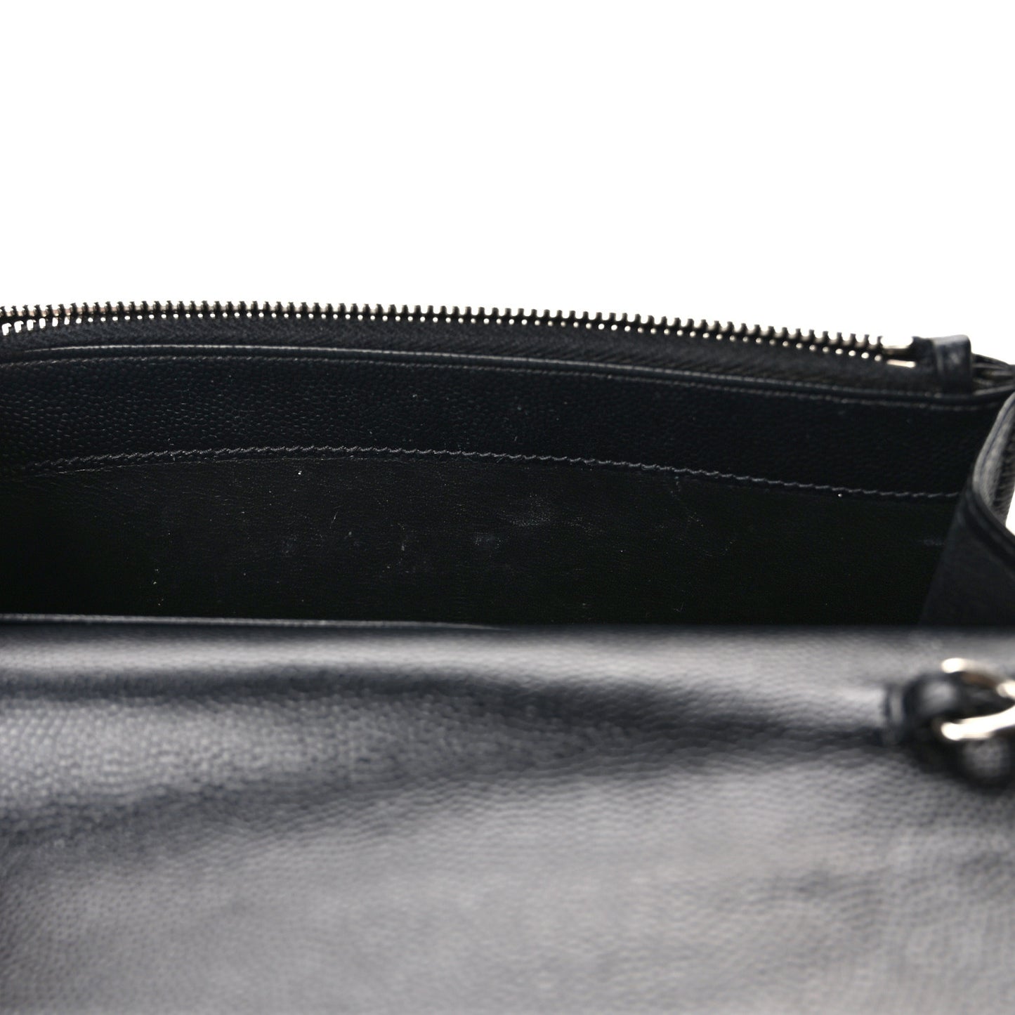 Grain De Poudre Matelasse Chevron Monogram Envelope Chain Wallet Black