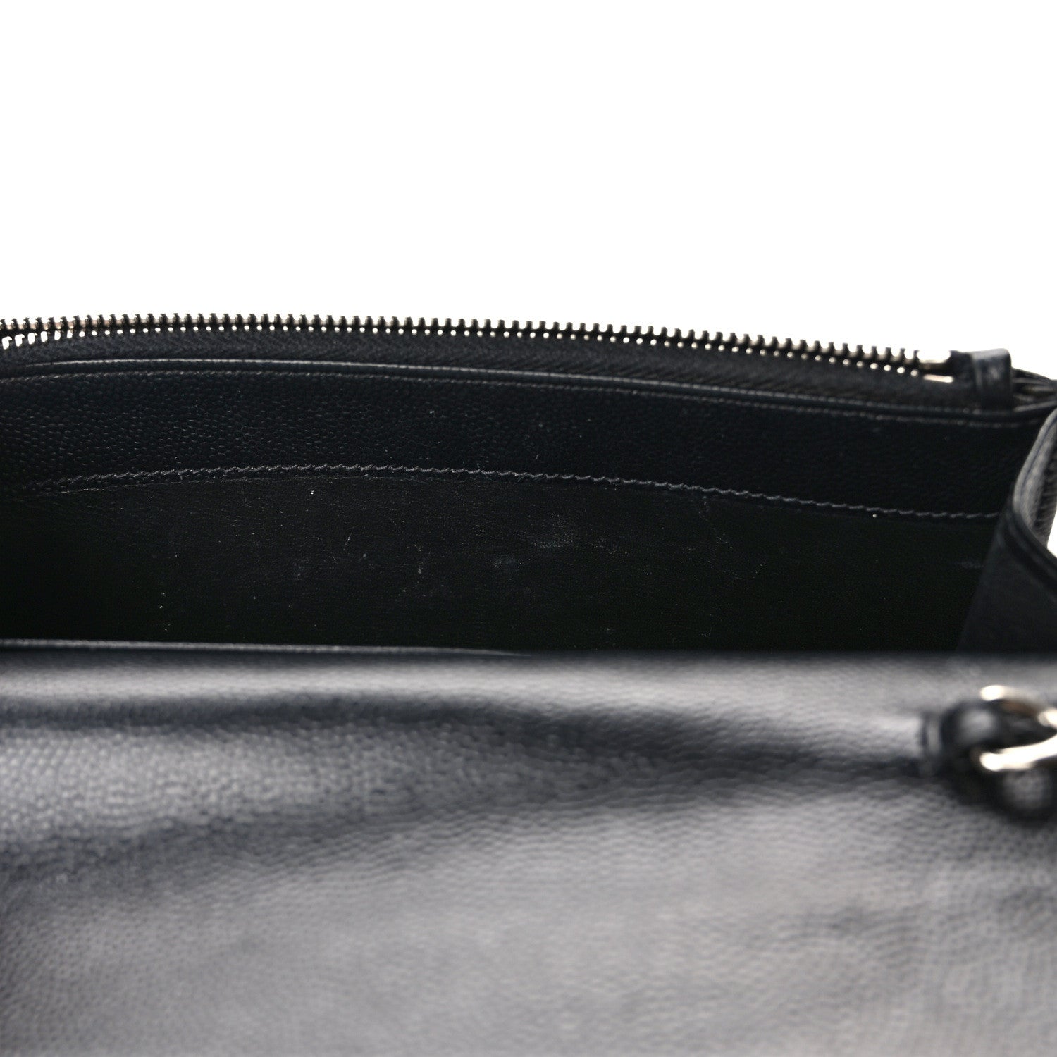 Saint Laurent Grain De Poudre Matelasse Chevron Monogram Envelope Chain Wallet Black 12 of 15