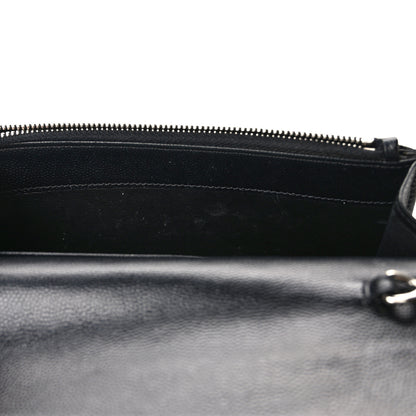 Saint Laurent Grain De Poudre Matelasse Chevron Monogram Envelope Chain Wallet Black 12 of 15