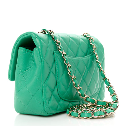 Chanel Lambskin Quilted Mini Rectangular Flap Dark Green 3 of 13