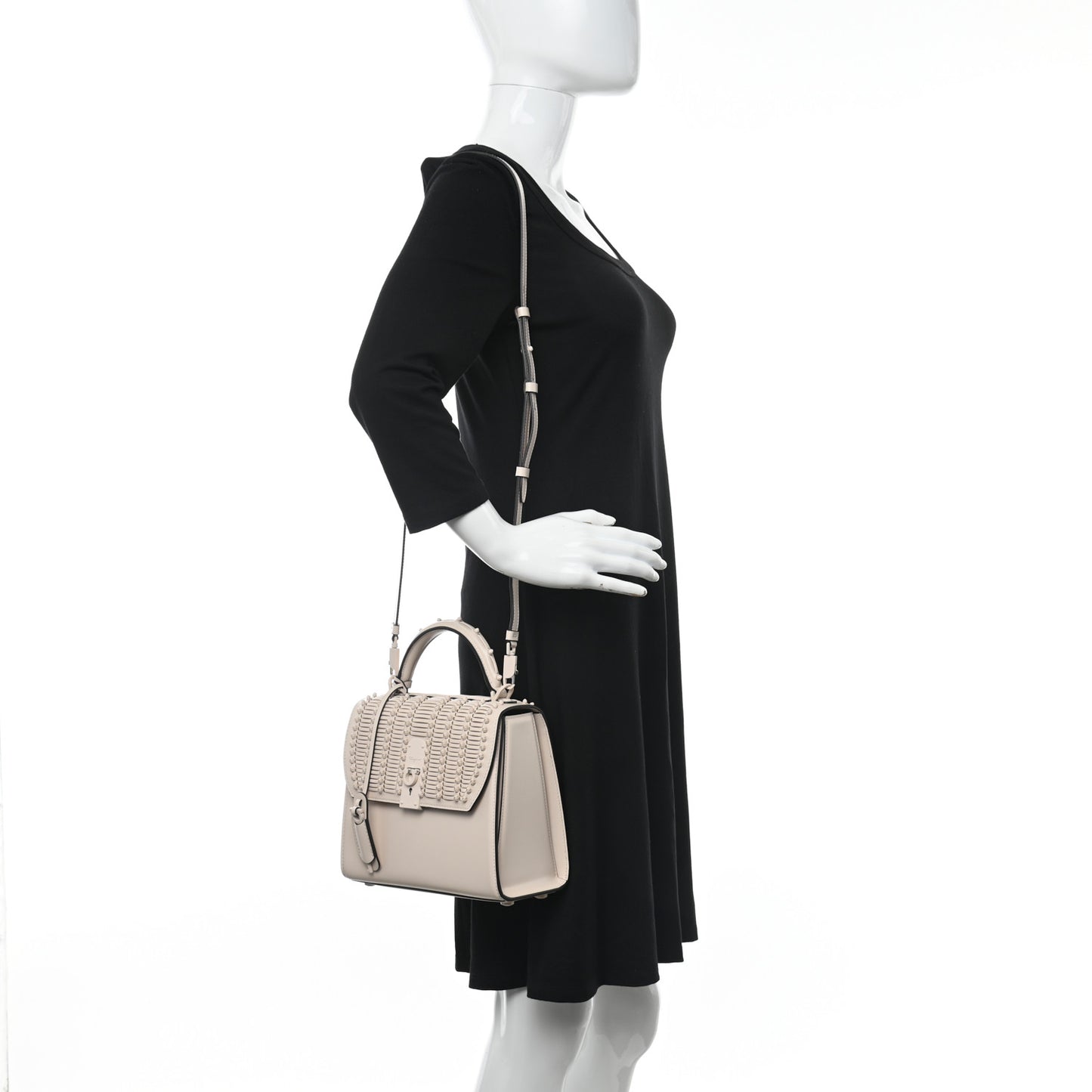 Smooth Calfskin Woven Small Boxyz Bone