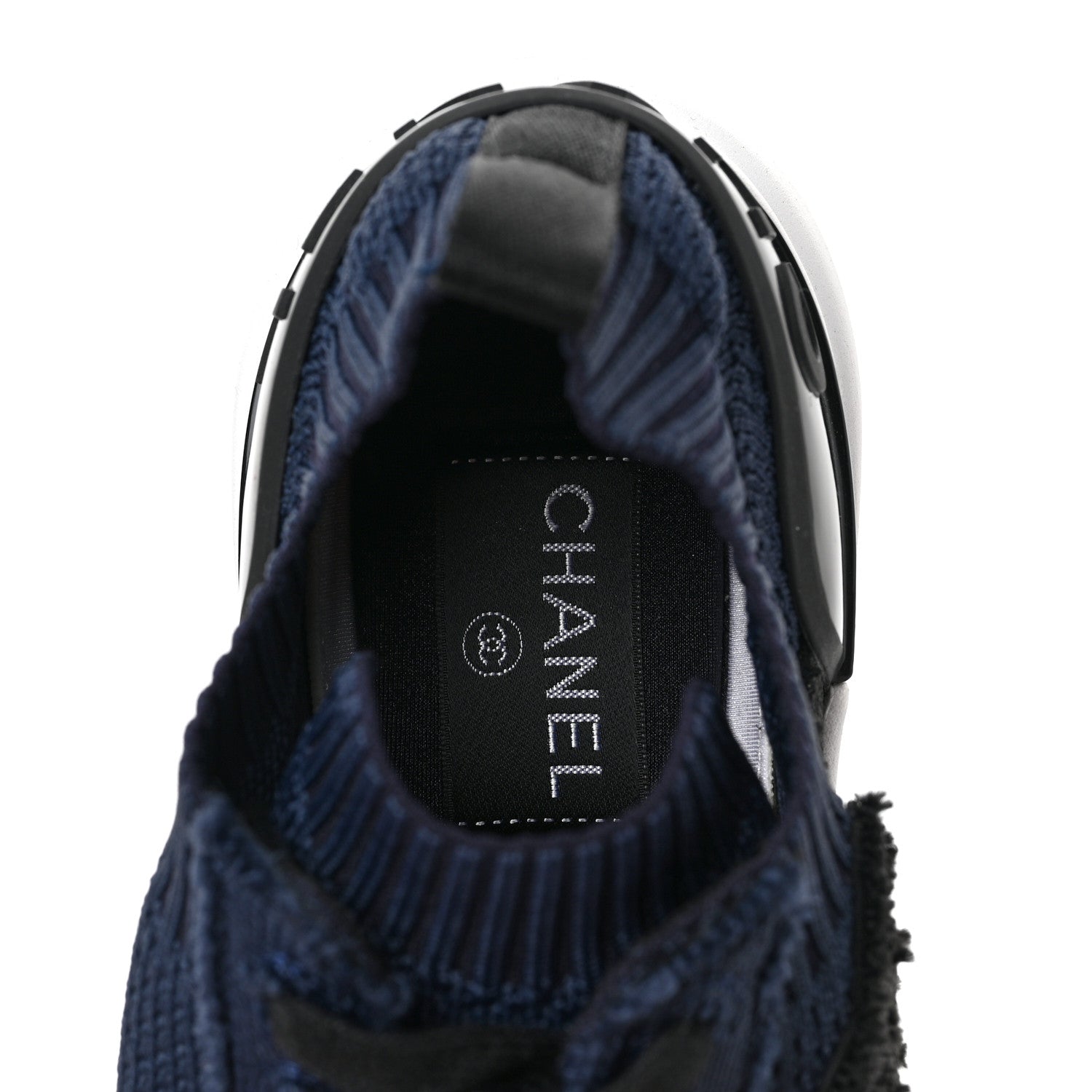 Chanel Fabric Logo Sneakers 37 Navy Black 7 of 8