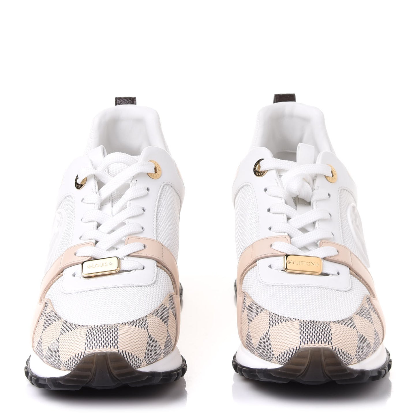 Calfskin Damier Azur Run Away Sneakers 38 White