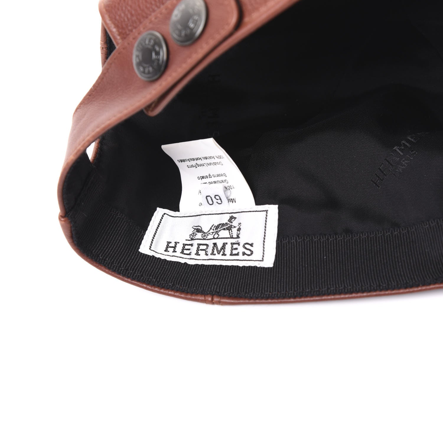 Hermes Grained Calfskin Mens Hat 60 Brown 7 of 8