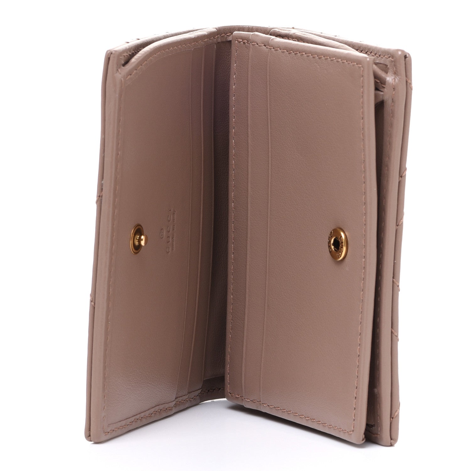 Gucci Calfskin Matelasse GG Marmont Card Case Wallet Porcelain Rose 5 of 7